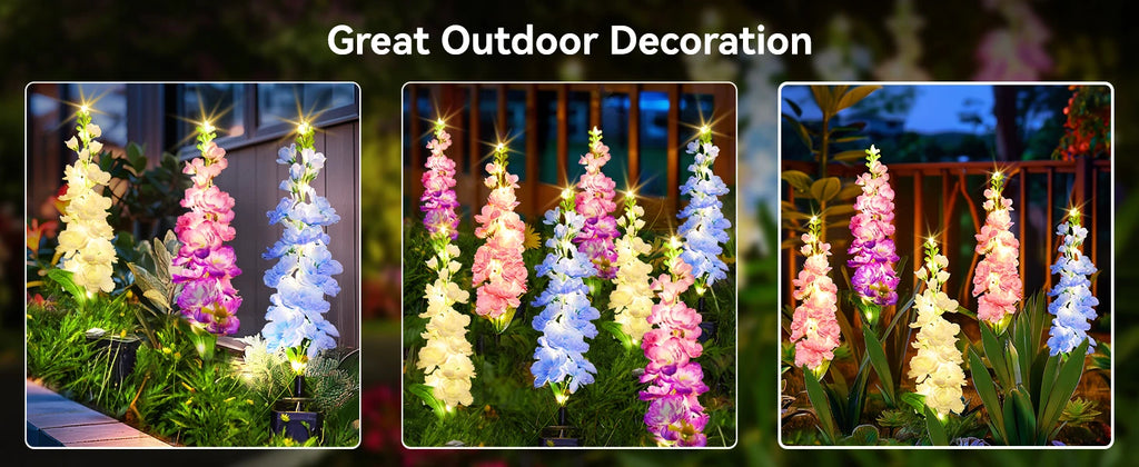 2/4 Pack Upgraded Solar Garden Lights with 36 LEDs, Solar Lights for Outside, Outdoor Solar Flowers Lights for Yard Patio