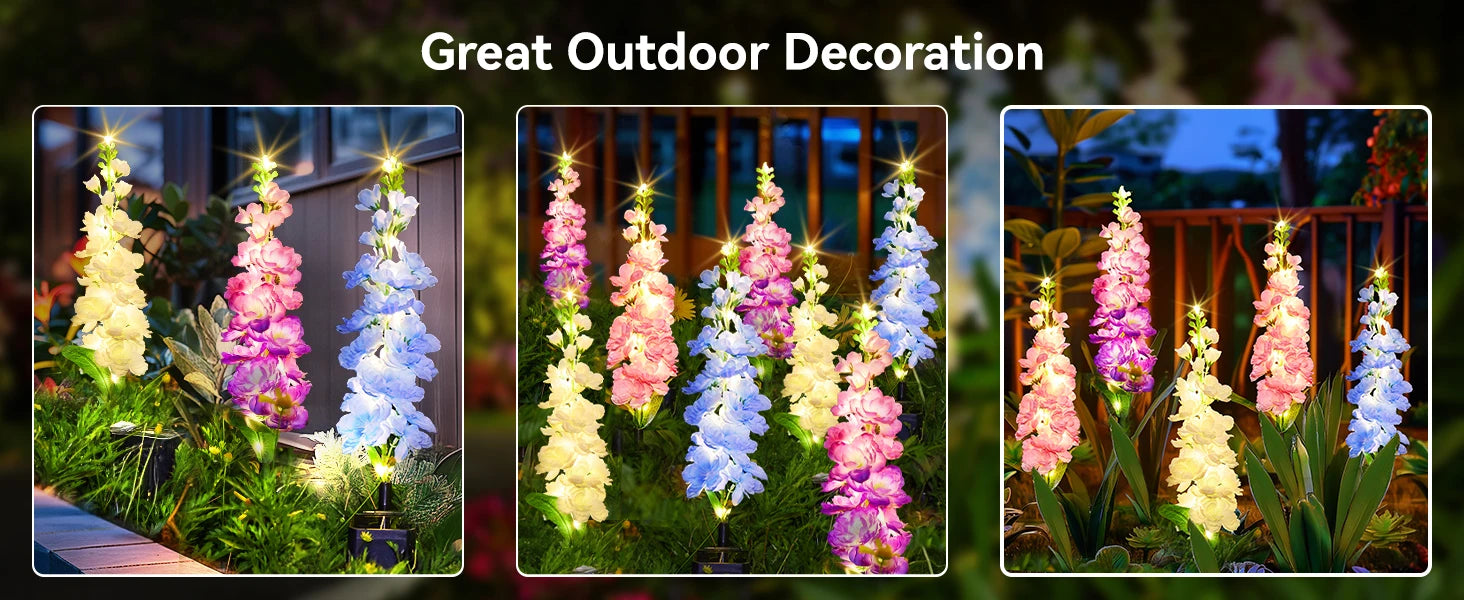 2/4 Pack Upgraded Solar Garden Lights with 36 LEDs, Solar Lights for Outside, Outdoor Solar Flowers Lights for Yard Patio
