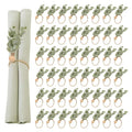 Deco Napkin Rings Set of 100, Rustic Farmhouse Boho Green Leaf Wooden Napkin Rings for Spring Summer, Thanksgiving Christmas, We