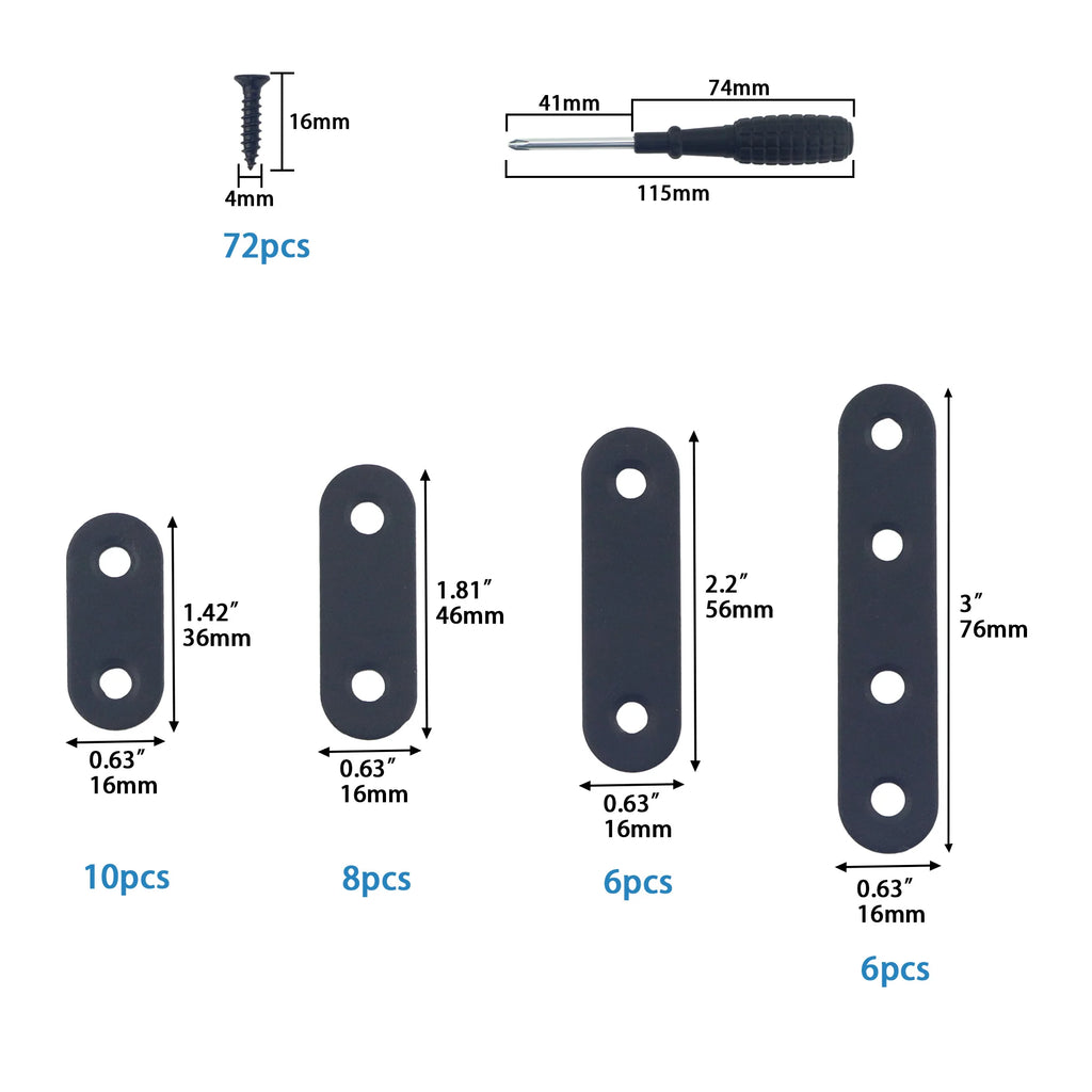 5 Pcs Stainless Steel Flat Metal Fixing Corner Brace Bracket, (Silver)16size for Furniture, Wood, Shelves, Cabinet