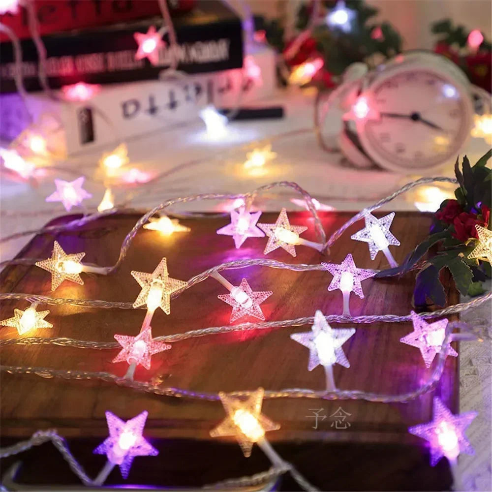 Battery Power Star String Lights Led Fairy Light Christmas Garland for New Year Wedding Party Camping Home Decoration Ramadan