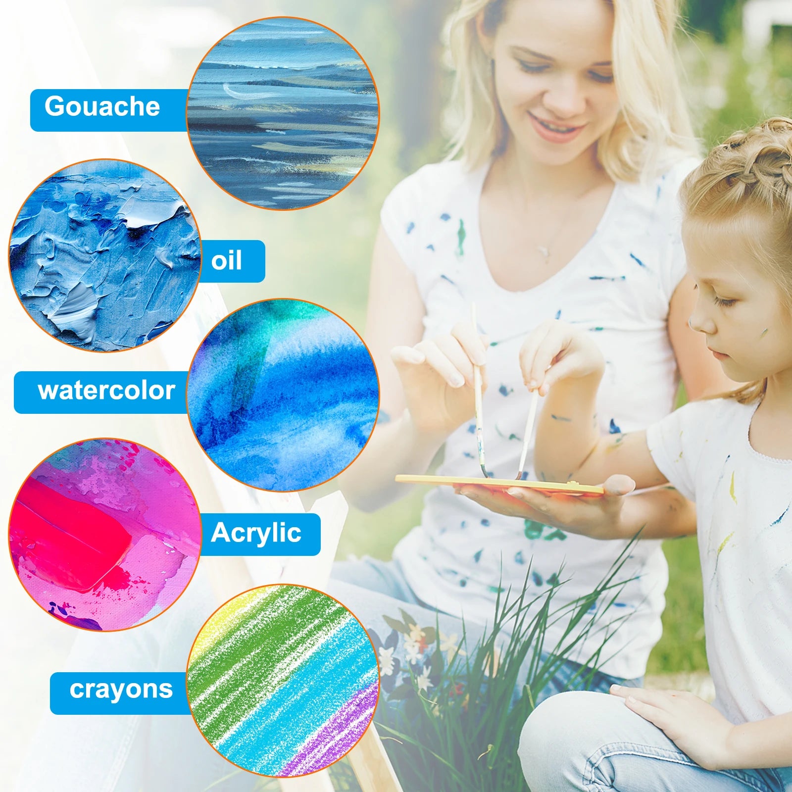 12/24Pcs Mini Canvas Board and Mini Wood Easel Set Art Artist Stationery Kids Gift Supplies for Home School DIY Drawing Painting