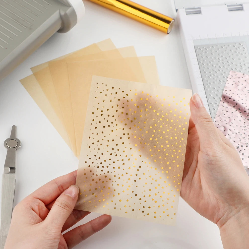 30pcs Colored Gold/Silver Frosted Smooth Vellum Paper Sheets Heat Resistant Translucent Tracing Paper For Embossing Card Making