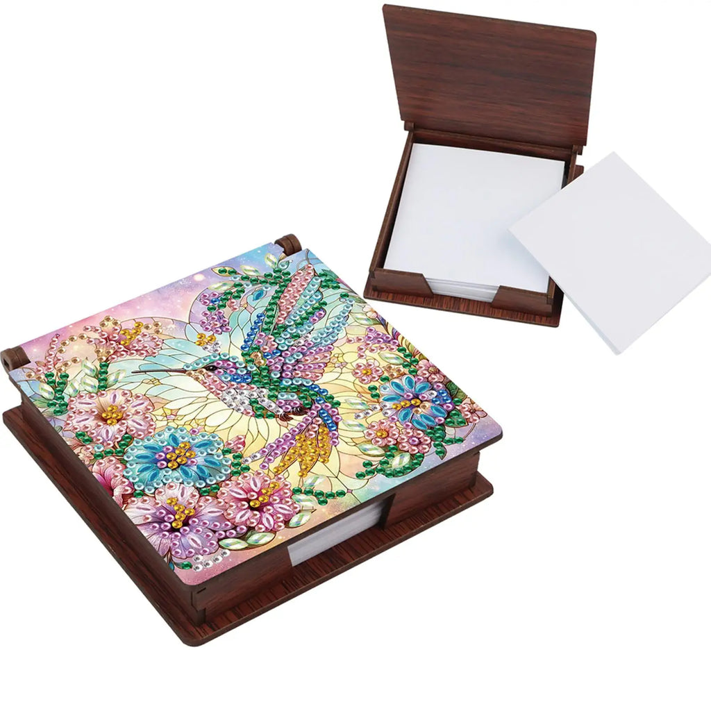 Animals Diamond Art Note Box Contains 160 Sheets of Paper Gem Painting Memo Pad Holder Mosaic Kit Rhinestones Post It Dispenser