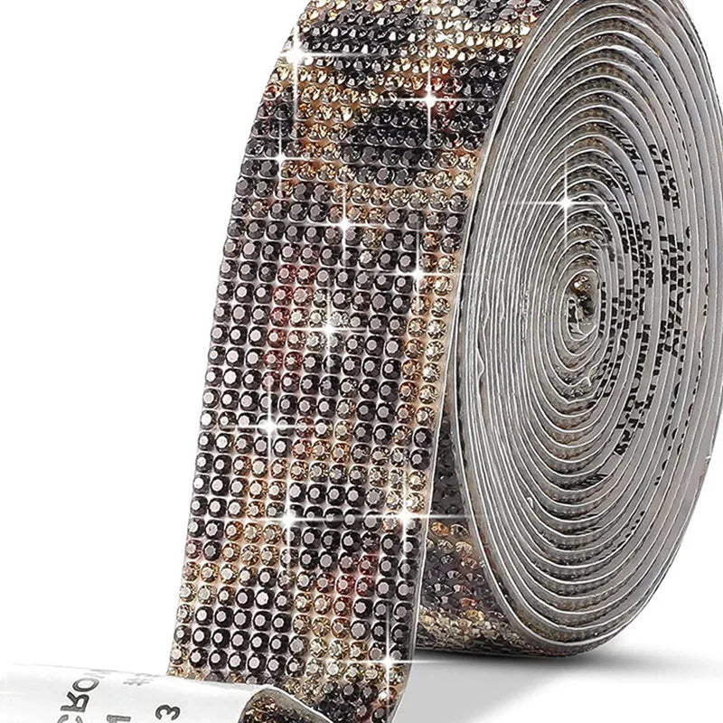 4/8 Row 1Yard Self Adhesive Crystal Rhinestone Sticker Diamond Color Ribbon Strip For DIY Phone Clothes Arts Crafts Decor