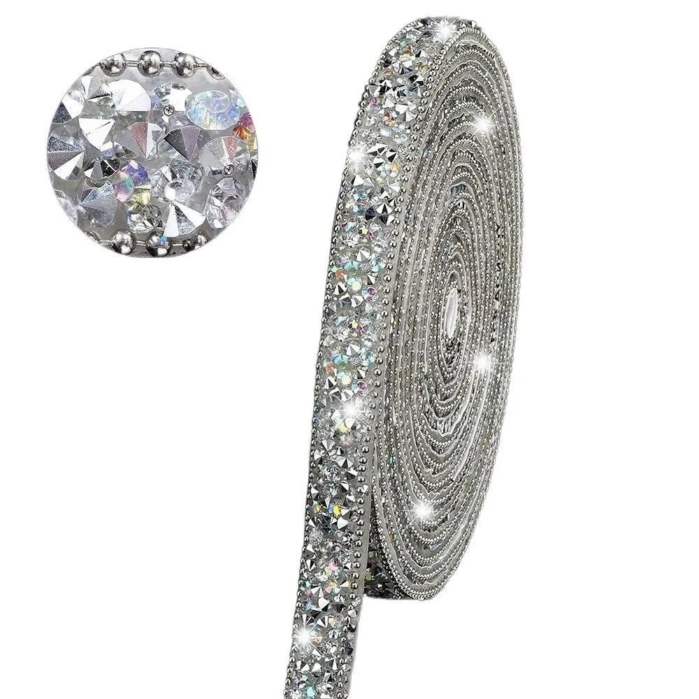 Self Adhesive Crystal Rhinestone Sticker DIY Sticker 1cm Width Diamond Ribbon Bling Crystal Crystal Roll Glitter