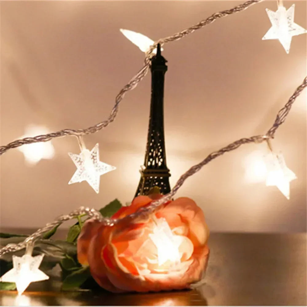 Battery Power Star String Lights Led Fairy Light Christmas Garland for New Year Wedding Party Camping Home Decoration Ramadan