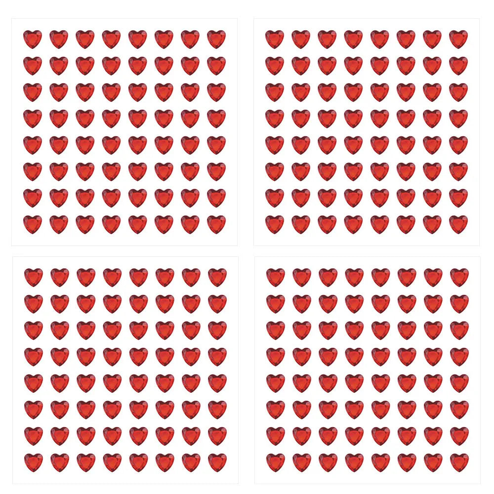 Bling Sparkly 3D Gem Acrylic Earrings Stickers Kids DIY Toys 6MM Self Adhesive Love Heart Rhinestone Crystal Stickers For Girls