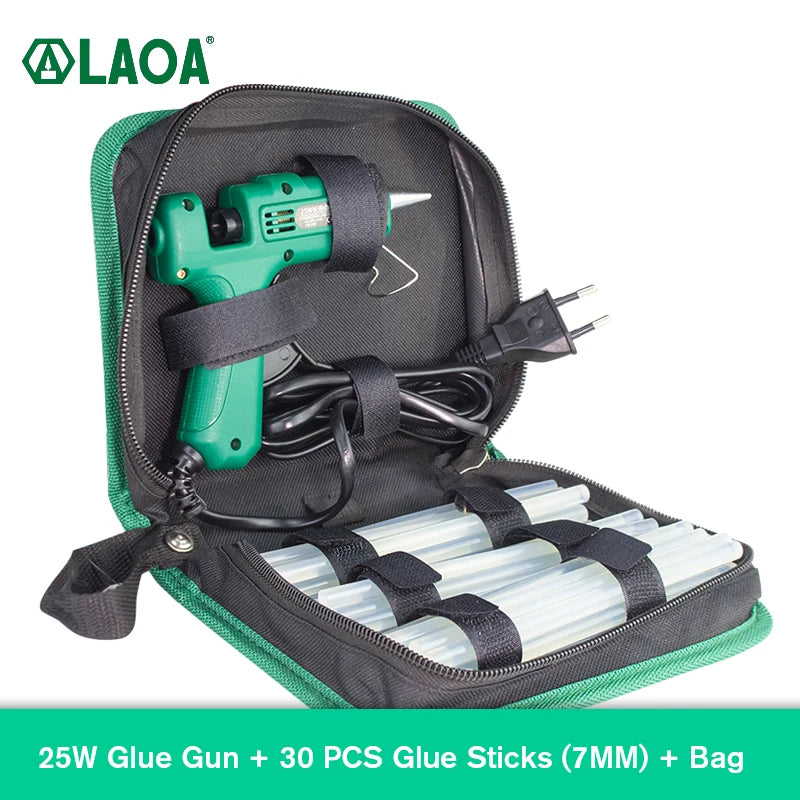 LAOA 25W Hot Melt Glue Gun with 7MM Glue Sticks Mini Industrial Thermo Electric Heat Gun Temperature Crafts Repair DIY Tool