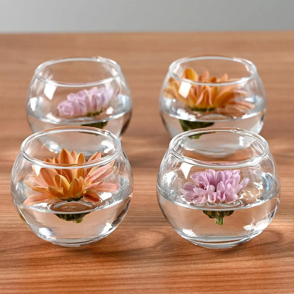 Set of 6 Transparent Glass Candle Holders for Engagement, Wedding, Party & Gifts