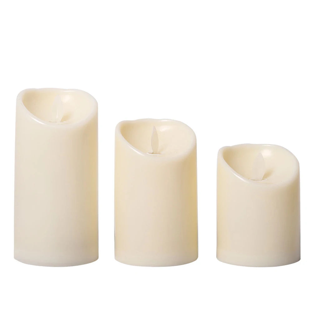 Flickering Flameless Candles 3X Battery Operated Flickering Led Candles Flameless Wax Pillar Candles Light Waterproof Pillar Led