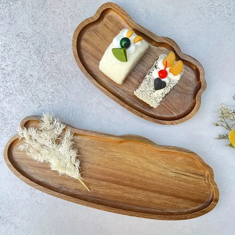 Japanese-Style Wooden Coffee Trays for Fruit Desserts Candies Bread Snacks Cakes Food Table Trays