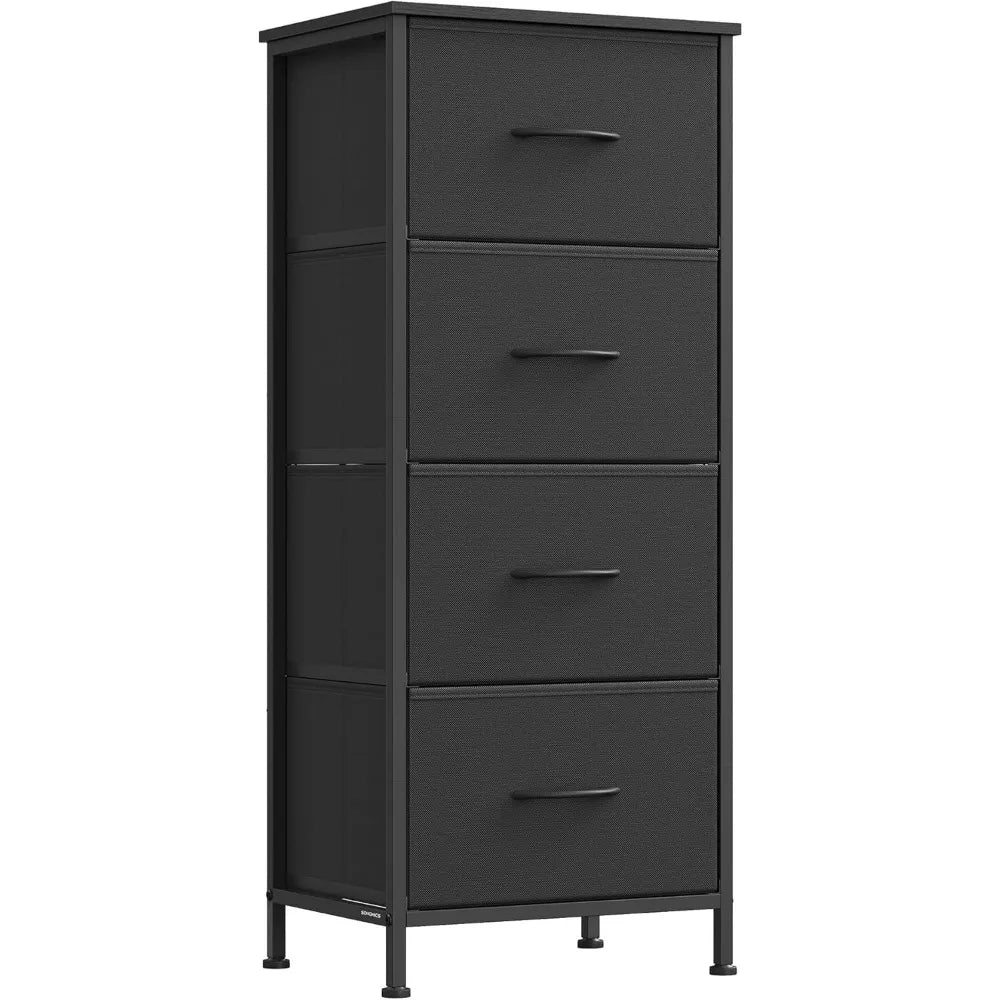 Bedroom Storage Chest with 4 Fabric Drawers by SONGMICS, Steel and MDF Construction for Entryway and Closet Organization