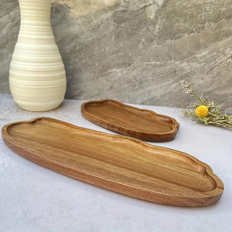 Japanese-Style Wooden Coffee Trays for Fruit Desserts Candies Bread Snacks Cakes Food Table Trays