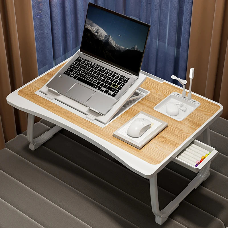 Foldable laptop desk, desktop lifting laptop rack, reading laptop desk, home breakfast tray office desk, study desk with drawers