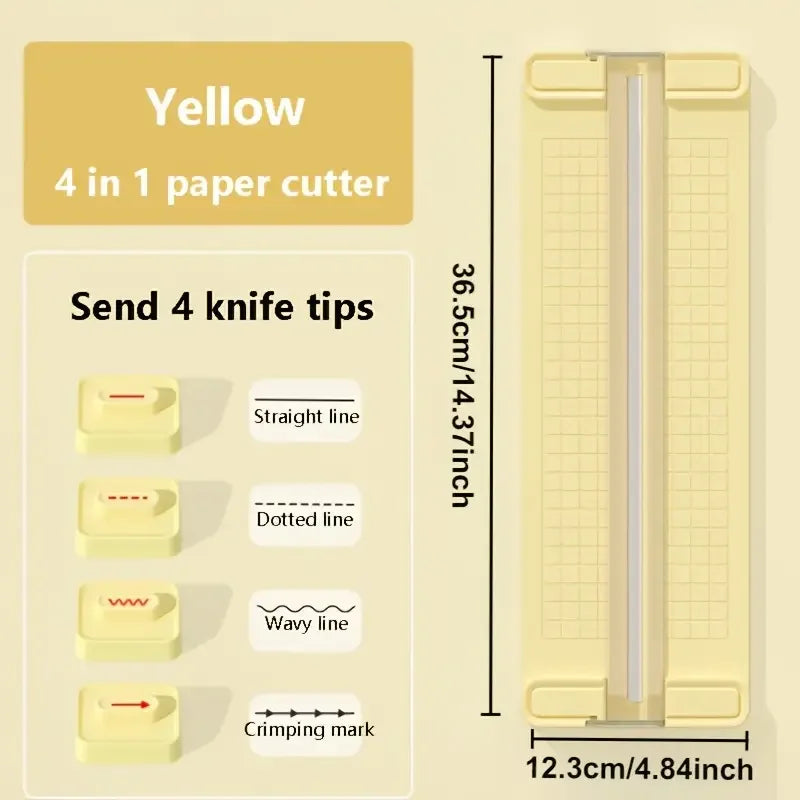 1pc Manual 4-in-1 Bidirectional Paper Cutter with 4 Blades -  Portable Office School Home Use, Precision Cutting Tool