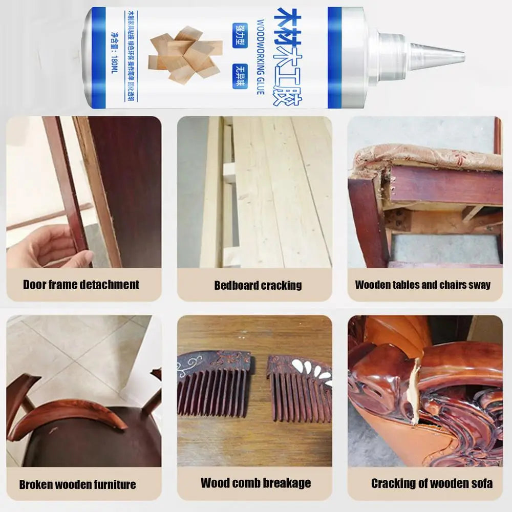 Wood Glue For Crafts 180ml Carpenter Glue Transparent Eco-Friendly Wood Adhesive Safe Glue Woodworking Glue Multi-Functional