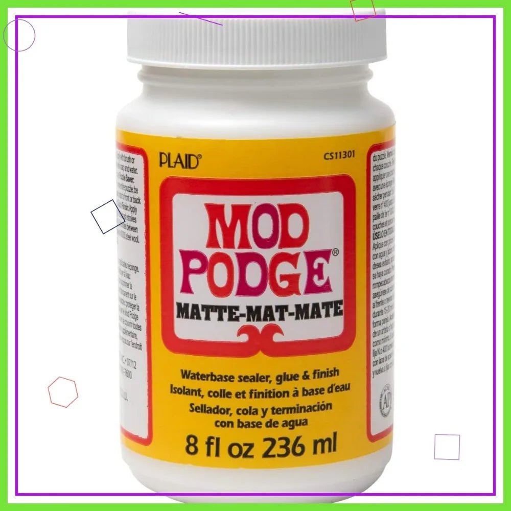 All-in-One Matte Craft Glue & Sealer: Quick Dry, Non-Toxic for Wood, Paper, Fabric - 8 oz Pack