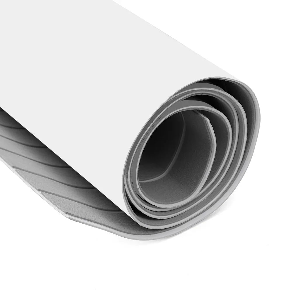 Grey and White EVA Foam Teak Sheet Marine Flooring Yacht Synthetic Boat Decking 240cm×90cm Self-Adhesive Pad Non-slip