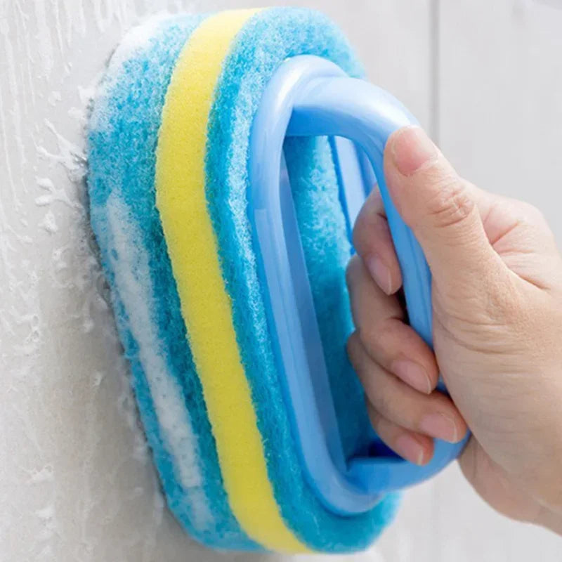 1pc Kitchen Sponge Wipe Thickening Cleaning Brush with Handle  Bathroom Tile Bathtub Cleaning Sponge Cleaning Supplies Cleaner