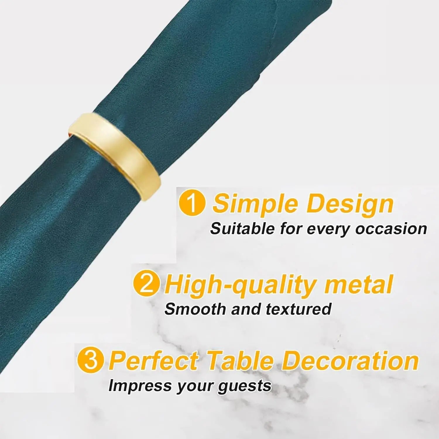 8 Pcs Matt Gold Napkin Rings Stainless Steel Wedding Christmas Party Dinner Table Decorations