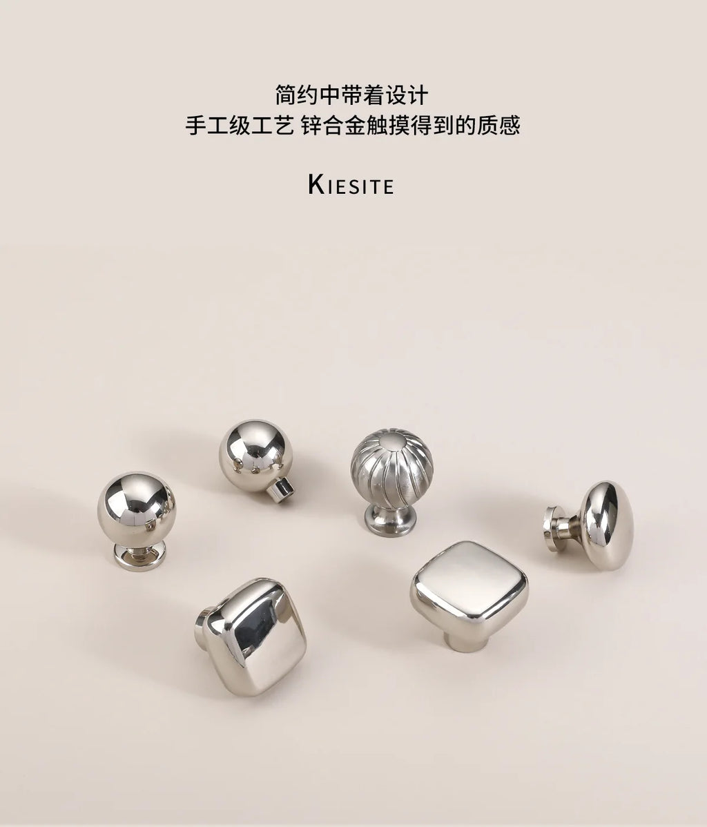 Silver cabinet door handle creative wardrobe/cabinet/drawer knobs modern minimalist single-hole door pull furniture hardware