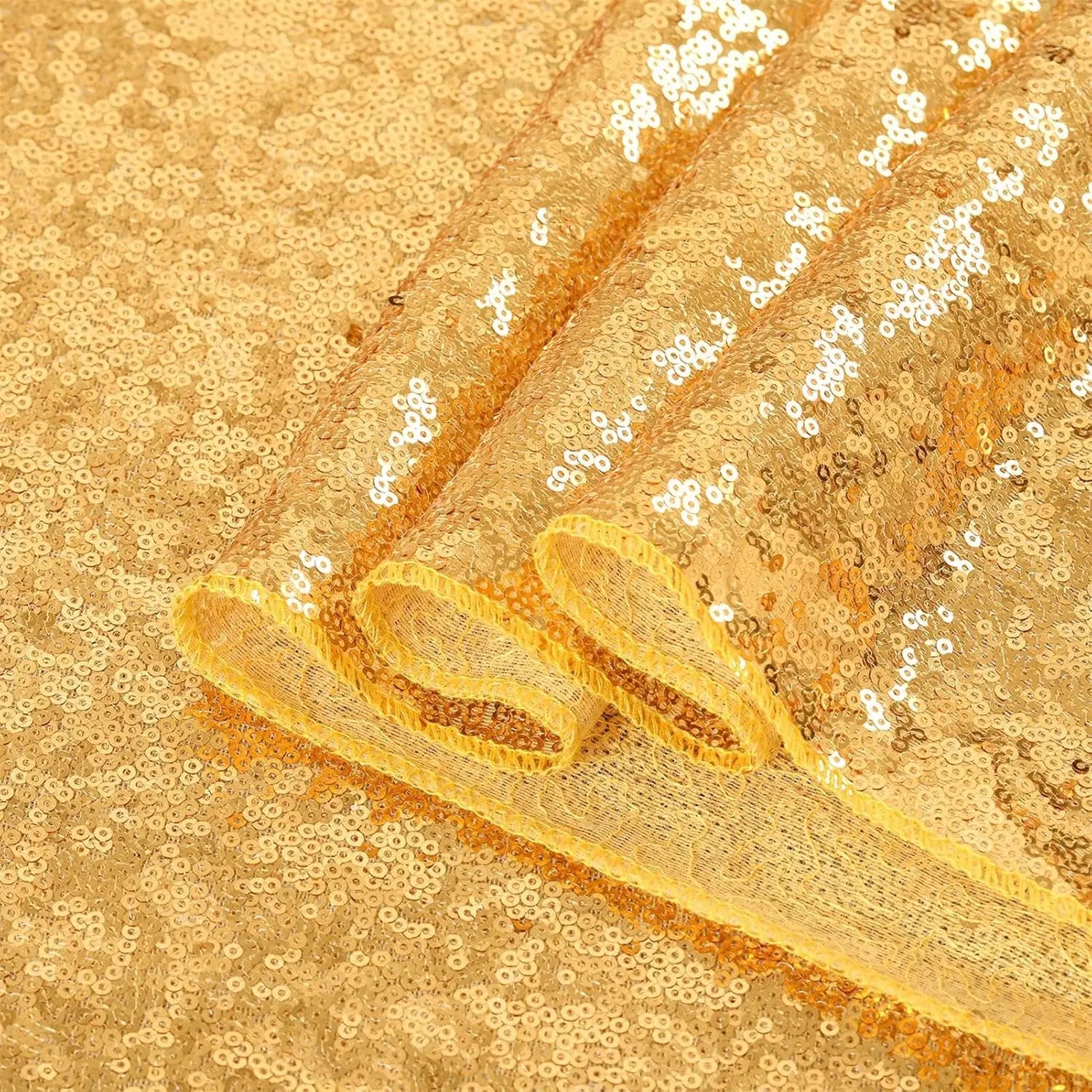 Gold Sequin Table Runners 12 x 72 inch, 16 Pack Glitter Fabric Sparkle Table Cloth for Holiday Birthday Wedding Bridal Mardi