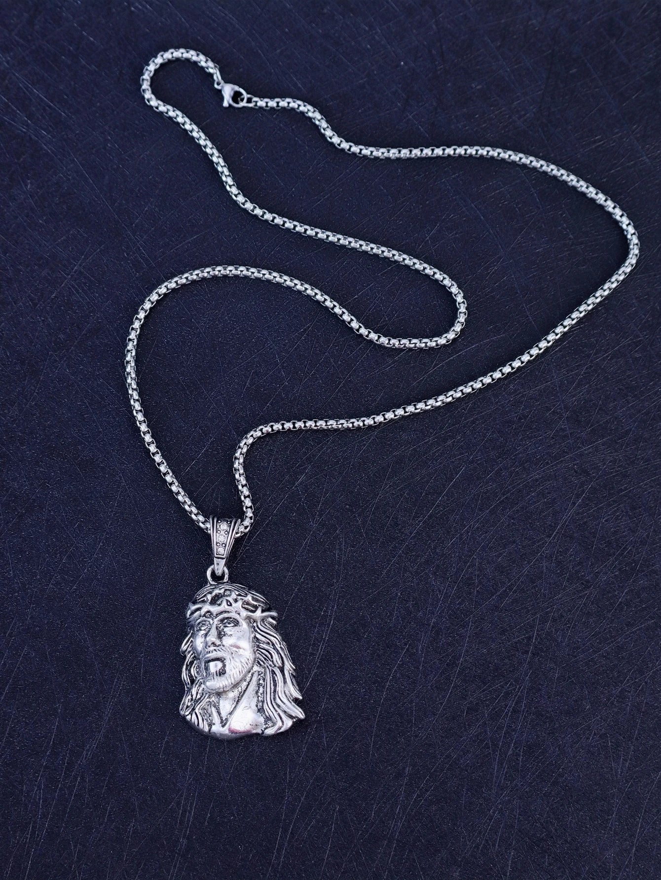 LLL 6 Sizes Hip Hop Punk Style God Jesus Head Deluxe Gold Plated Pendant Collar Necklace Figaro Chain Men Women Jewelry