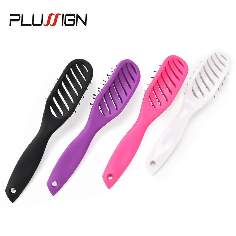 Styling Curly Hair Brush Salon Massager Comb Brush Detangling Drying Brush Anti Static Curved Vent Brush Scalp Massage Comb