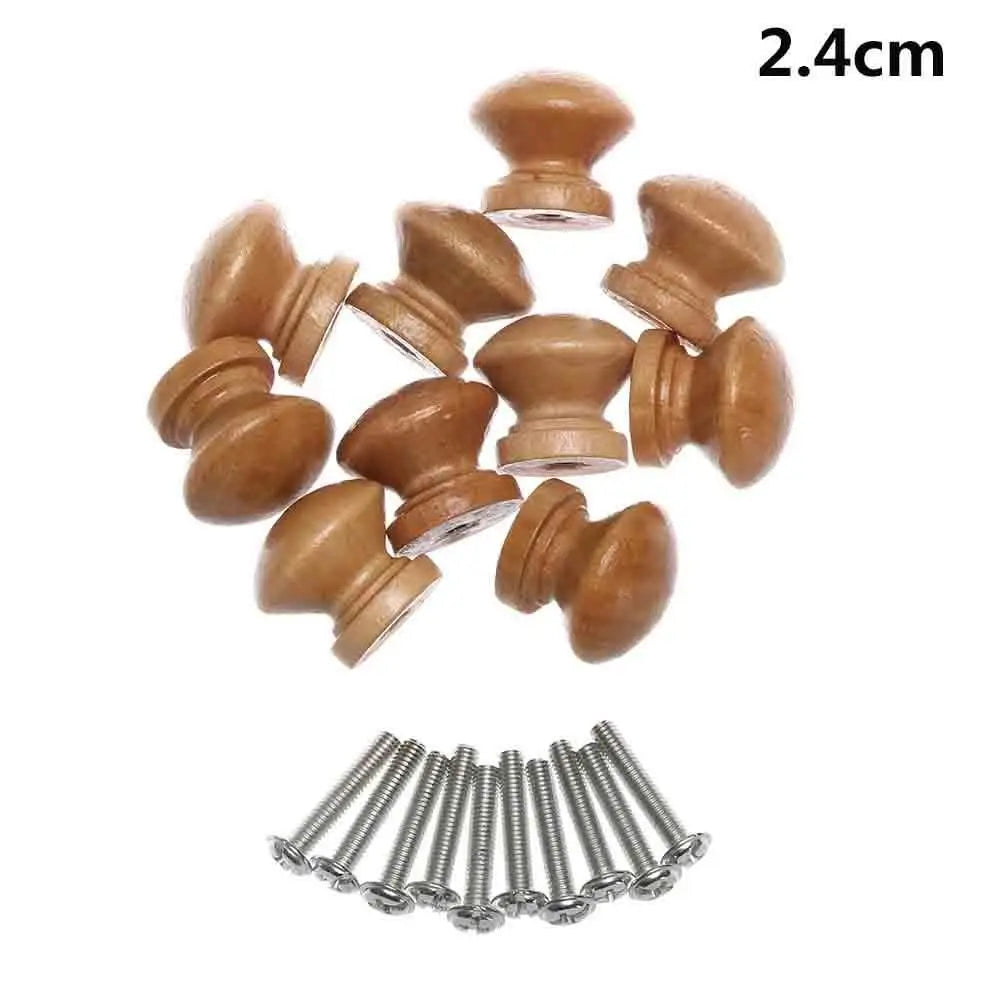 10pcs Door Handle Round Shape Natural Wooden Cabinet Knob Drawer Wardrobe Door Pull Handle Furniture Hardware