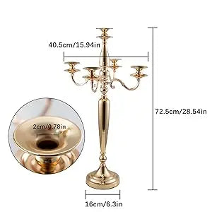 4Pcs 5 Arm Candelabra Candle Holder for Table Centerpieces Gold Metal Candlestick Holder for Wedding Decorative(28 Inch Tall)