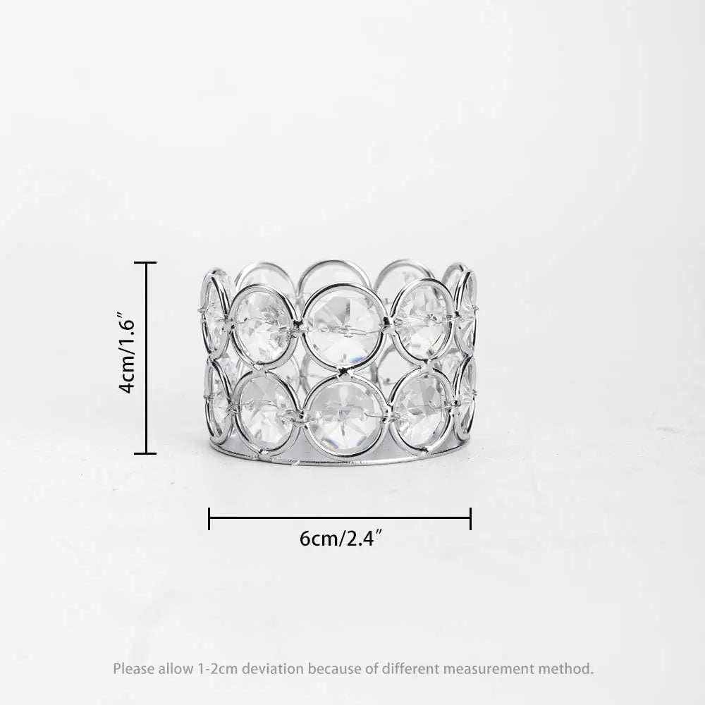 48Pcs Silver Candle Holder Tea Light Candles Holder Crystal Candle for Wedding Party Home Table Decor(candle excluded)