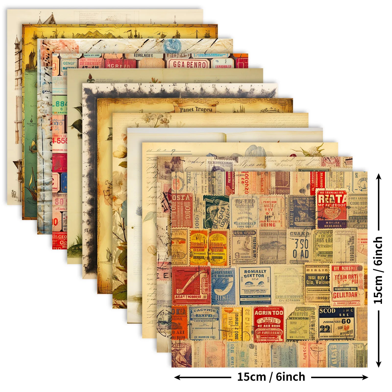 12 Sheet Scrapbooking Paper 15x15cm, Christmas Journal Planner Paper Pad Cardstock Backgrounds Card for DIY Art Craft Decoration