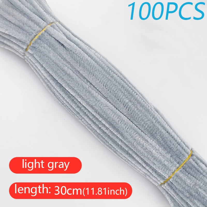 100PCS Colorful Twisted Rod DIY Handcraft Bar Wire Imaginative Wool Root Fluffy Bar Iron Wire Sticks Art Kids Educational Toys