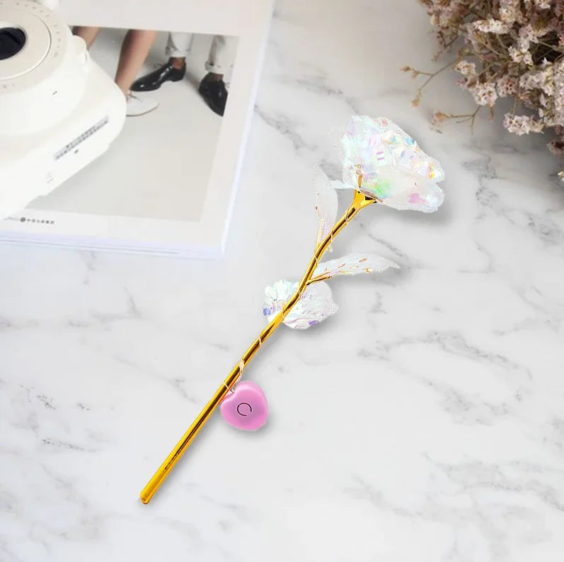 Rainbow Gold-Plated Artificial Roses – 10-Pack Decorative Flowers Gift for Birthday & Mother’s Day
