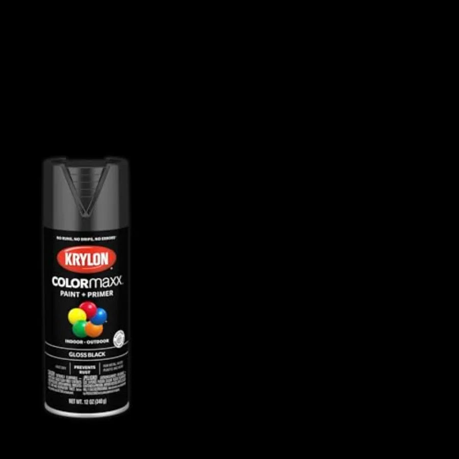 Gloss Black 12 Ounce Indoor Outdoor Use COLORmaxx Spray Paint and Primer with High Adhesion and Durable Finish