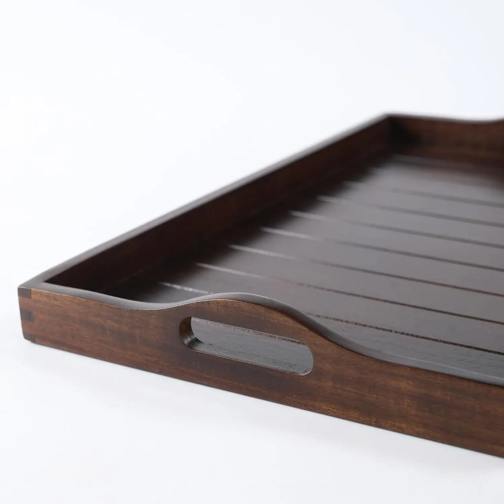 Extra Large Acacia Wood Serving Tray with Handles 20x14 Inch for Living Room Kitchen Coffee Table Ottoman Decor