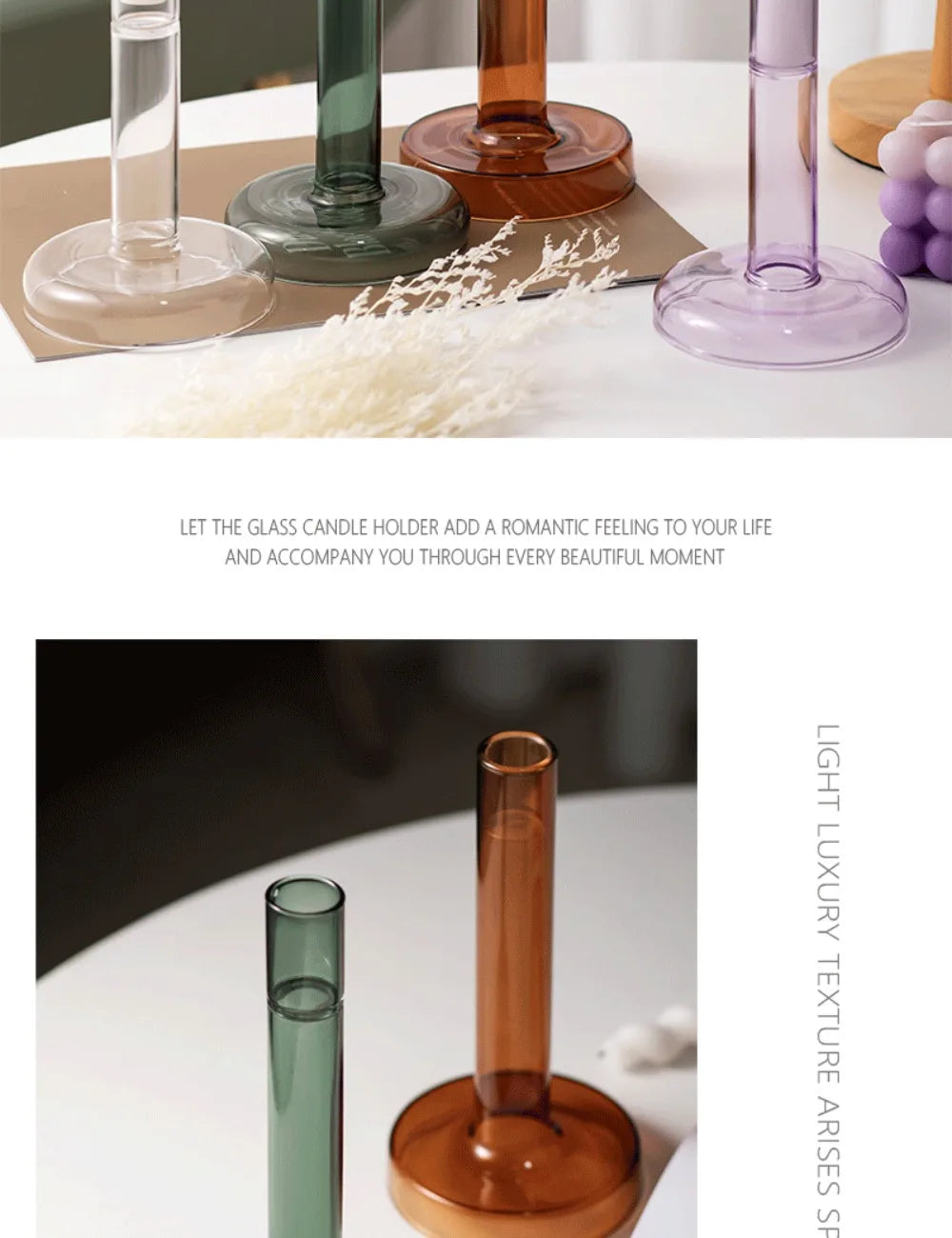 Creative Transparent Glass Vertical Candle Holder Home Bedroom Wedding Holiday Romantic Dining Table Decoration Ornament
