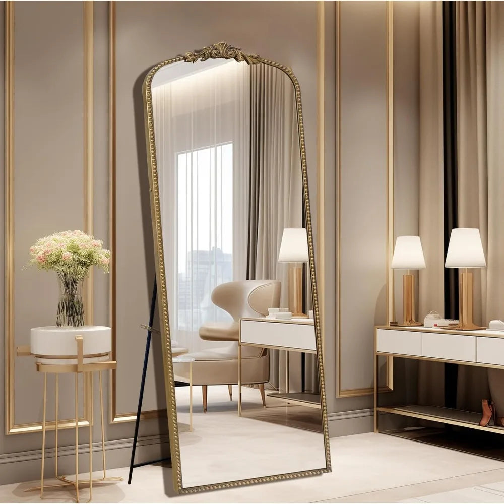 Antique Vintage Gold Baroque Full Length Mirror,71''x30'' Full Body Floor Mirror w/Free Standing, Wall-Mounted or Leaning
