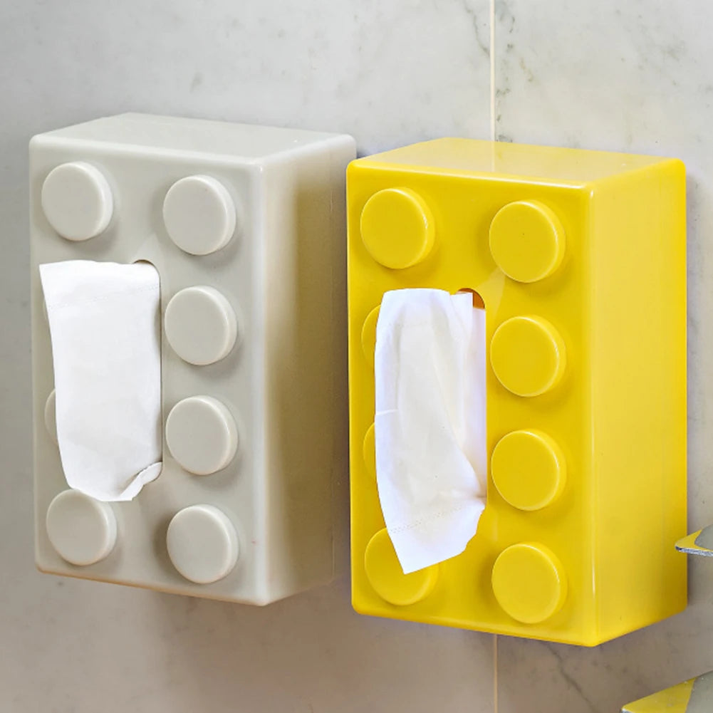 Creative Building Block Paper Towel Holder Cute Napkin Holder Tissue Storage Box for Livingroom Bedroom Bathroom Home Office