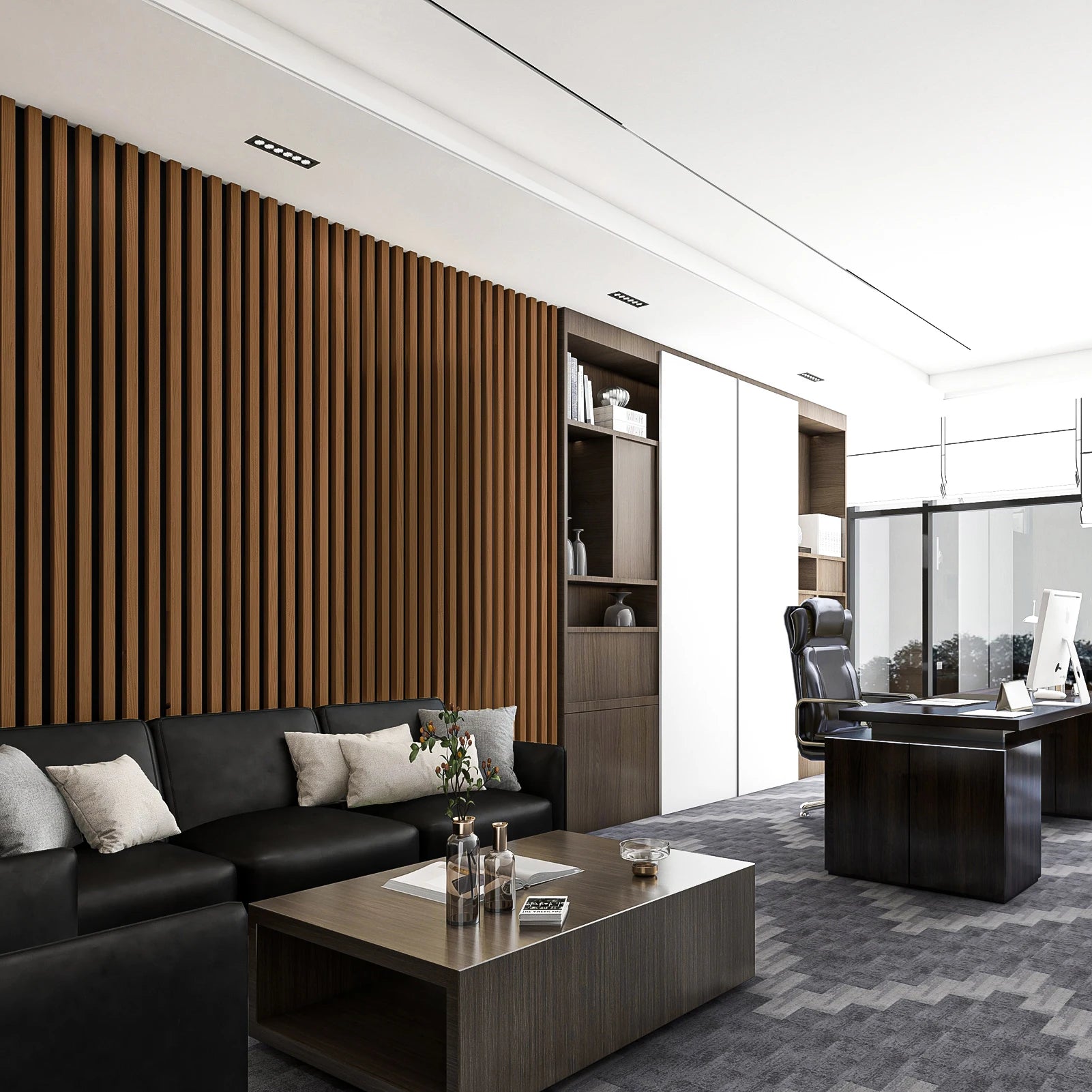 Art3d  4-Panels, Textured Wood-Look 3D Wall & Ceiling Tiles Noise Insulating MDF Grille Design,Acoustic Panels, 24" x 12"