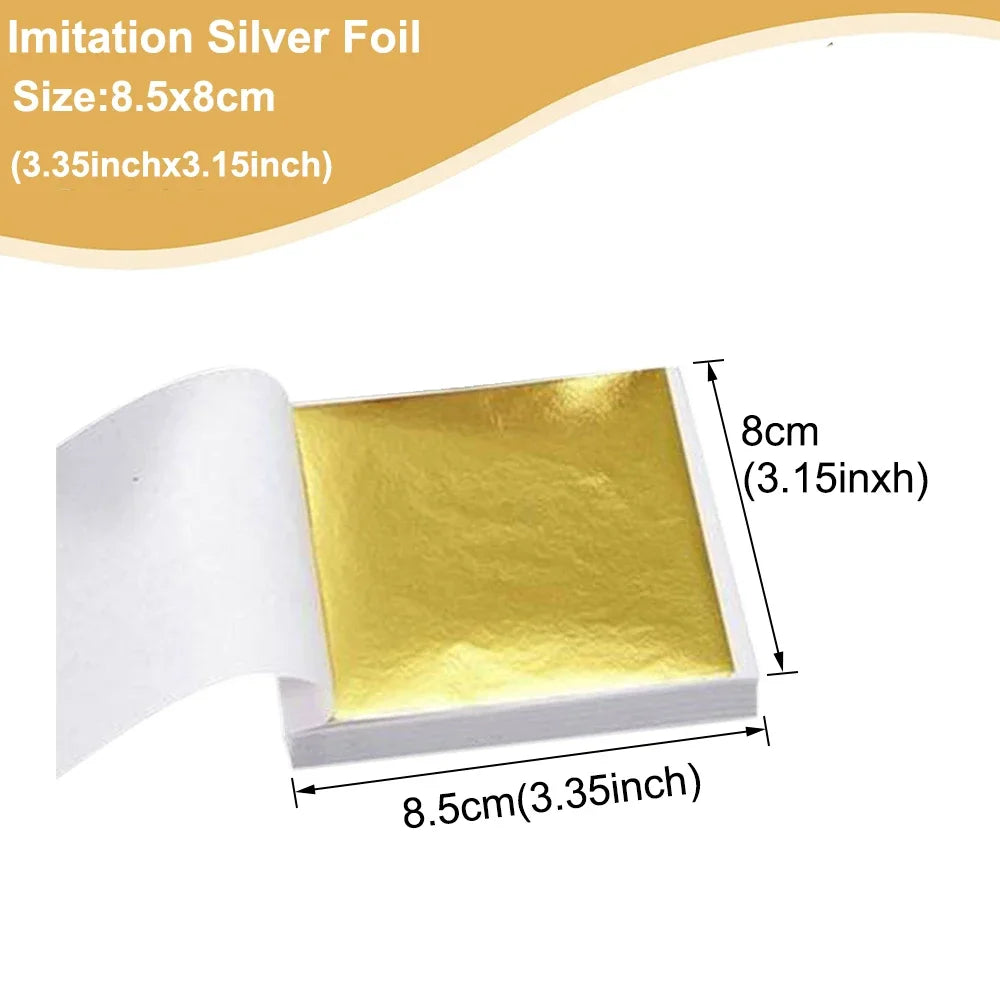 100pcs Imitation Gold Sliver Copper Foil Paper DIY Resin Candle Plaster Craft Leaf Flake Gilding Sheets Art Nail Home Decoration