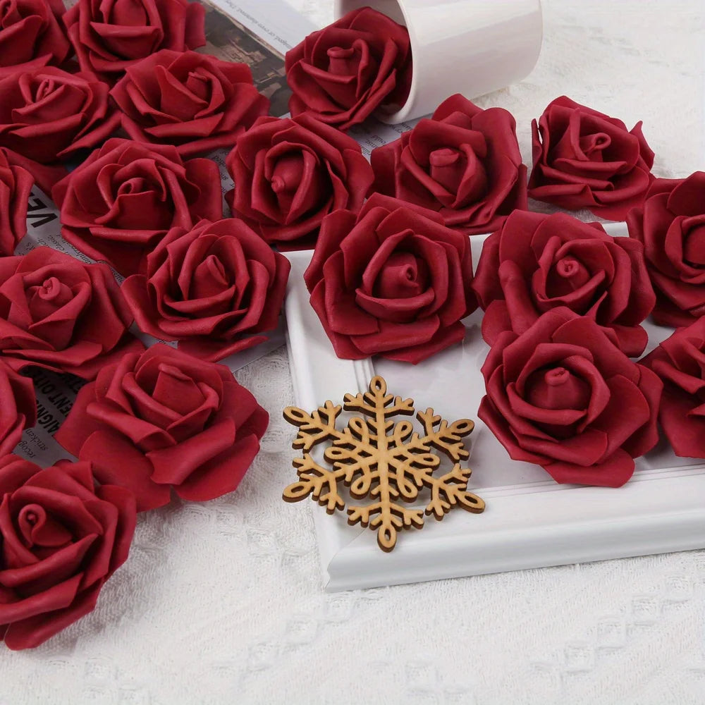 100PCS Artificial Rose Flower Heads, Real Looking Foam Roses for DIY Wedding Baby Shower Centerpieces Party Home Decorations