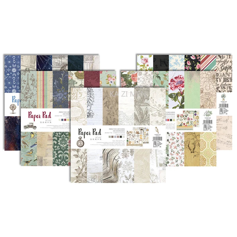 Eno Greeting 26pcs of 12*12inch  Scrapbook Papers  Vintage Flower Background Papers for Card Making Die Cuts Decoration Papers