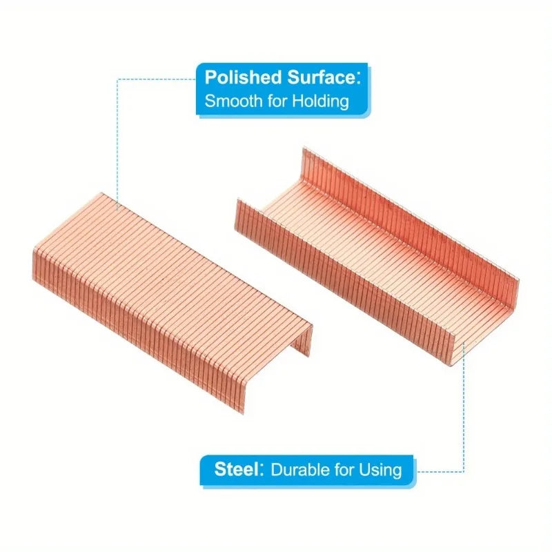 5 Boxes Rose Gold Standard Size Jam Free Sharp Chisel Point Stapler Refill for Desktop Stapler Accessories