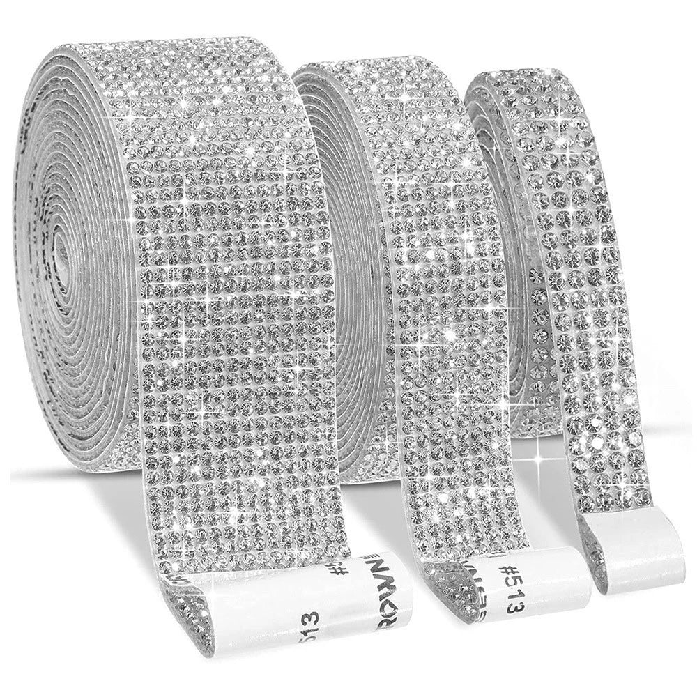 1 Roll Self Adhesive Glitter Crystal Rhinestone Sticker Diamond Ribbon DIY Sticker Rhinestones Arts Crafts Car Phone Decoration