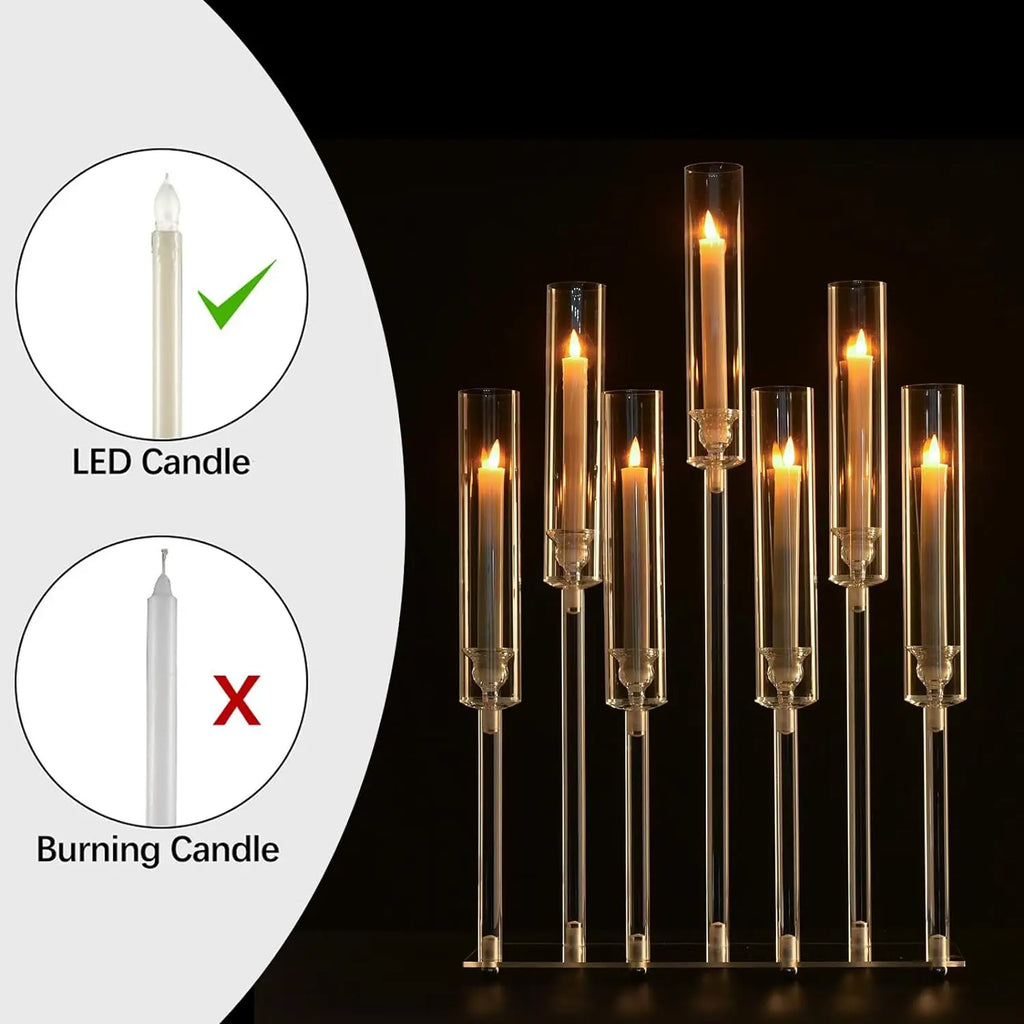 Acrylic Candle Holder Candlestick Holders for Wedding Centerpiece Candelabra 7 Arms for Wedding Party Birthday Event Decorations