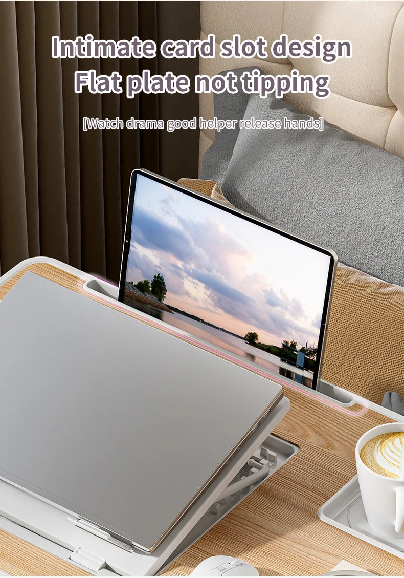 Foldable laptop desk, desktop lifting laptop rack, reading laptop desk, home breakfast tray office desk, study desk with drawers