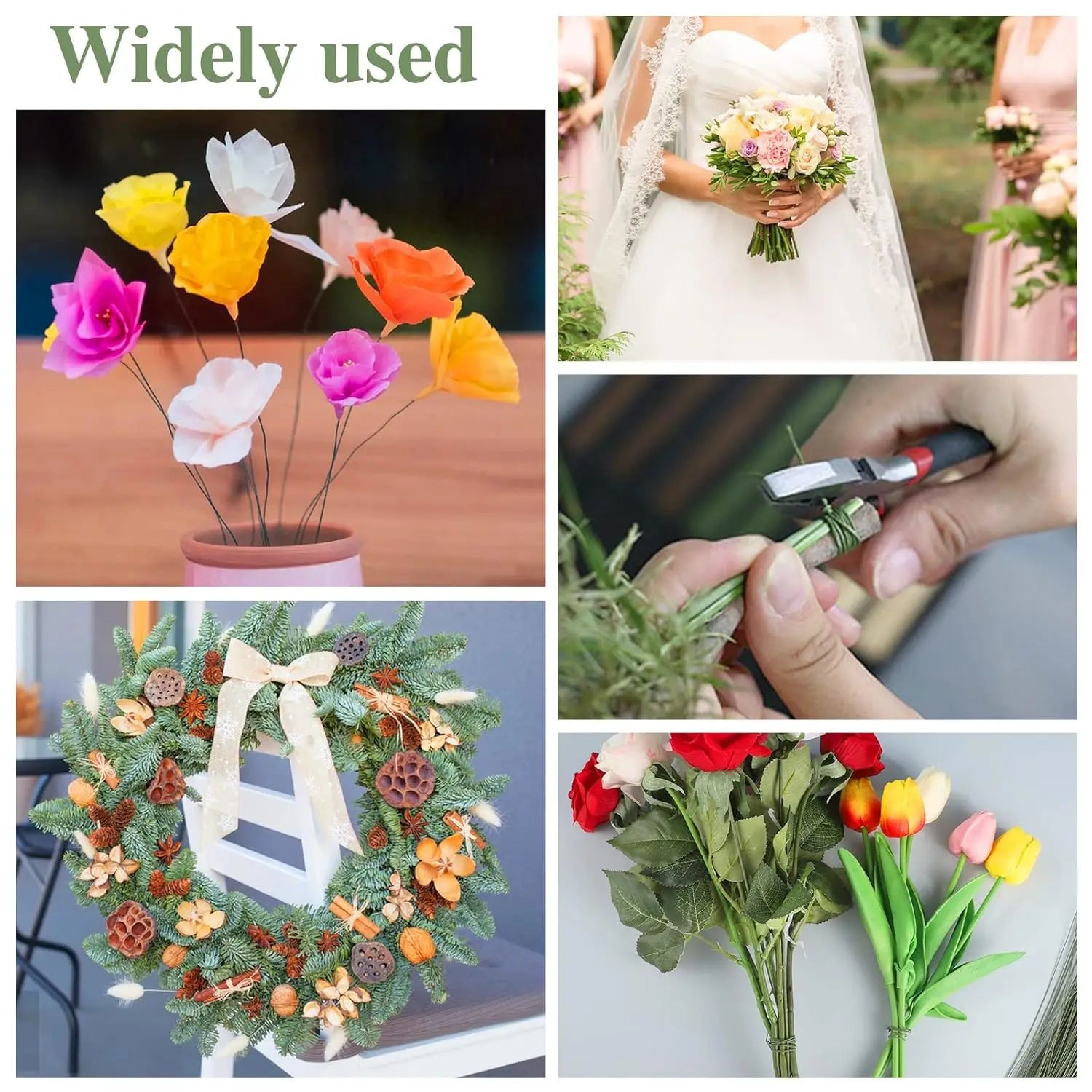 100 Pcs Floral Wire 26 Gauge Crafts Florist Green Floral Wire for Crafts Bouquet Stem Wreath Making Flower Arrangement Supplies1