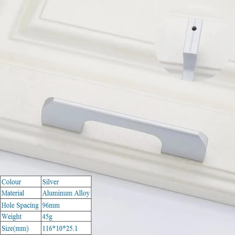 Black Aluminum Alloy Security Door Handles American Style Lengthen Cabinet Door Handle Modern Decorative Drawer Flush Handles